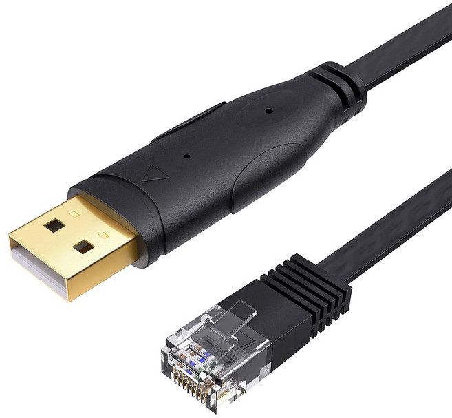 易控王 USB轉RJ45 Console扁平網路線, 黑色, 1個, 30-761-02(USB轉RJ45)