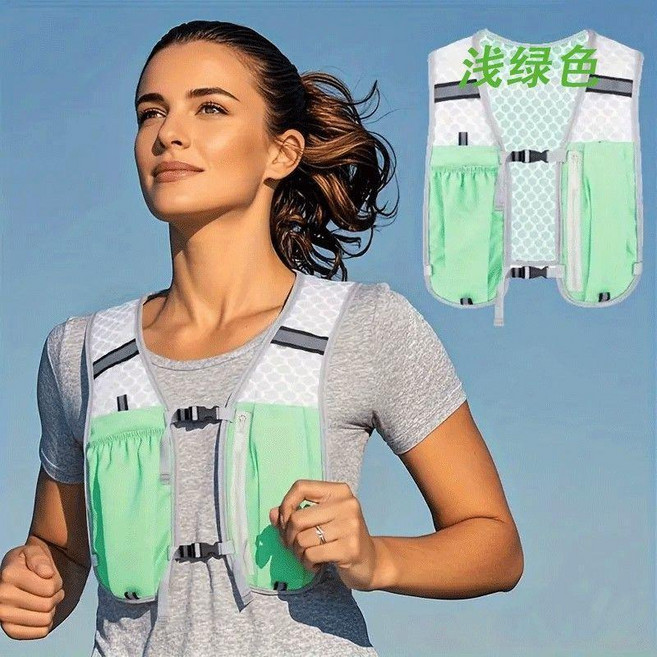 運動戶外騎行大容量水袋馬甲包, 浅绿色, 淺綠色