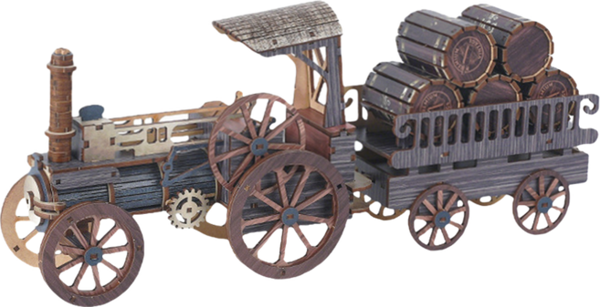 手工DIY木製3D立體拼圖 紅酒車模型 桌面擺件 兒童益智拼裝玩具, 紅色噴繪, 1個, 如圖