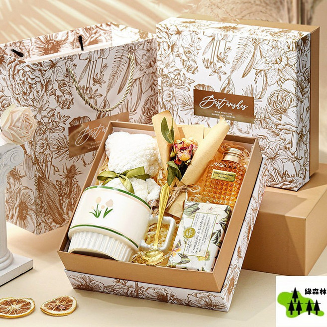 高端生日禮物伴手禮 結婚禮品盒 閨蜜禮物 創意交換禮物, 1個, 大理石紋理盒五,20x20x8.5釐米