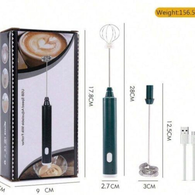 電動打蛋器家用小型奶油打發器全自動打蛋機手持攪拌器咖啡打泡器, 墨綠色雙頭款