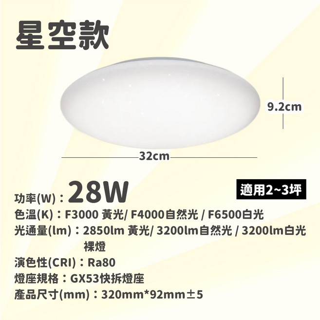 亮博士 吸頂燈 28W LED吸頂燈 星空 星鑽 蛋糕燈 客廳燈 燈具, 三色調光+贈遙控器