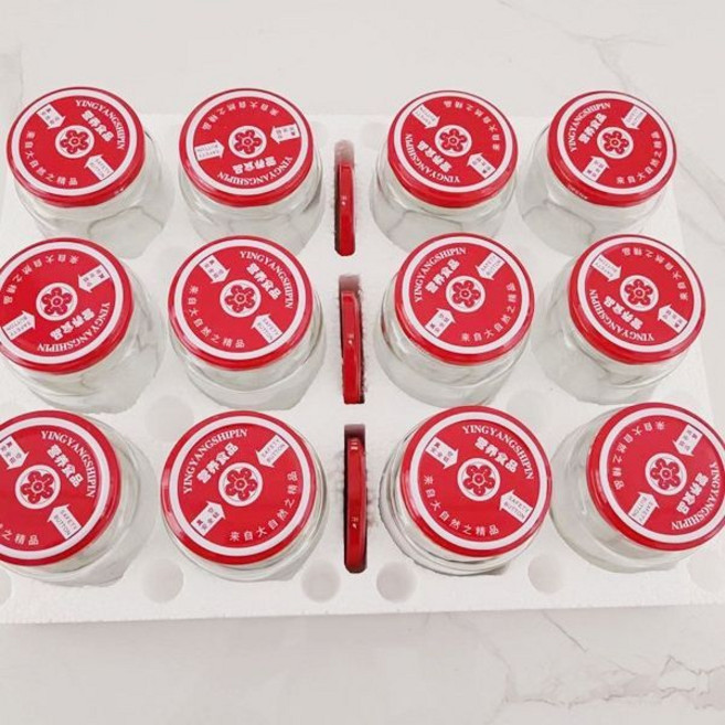 食品級玻璃密封罐頭瓶 耐高溫可蒸煮, 1個, 500毫陞12個瓶+15個鐵蓋顔色隨機