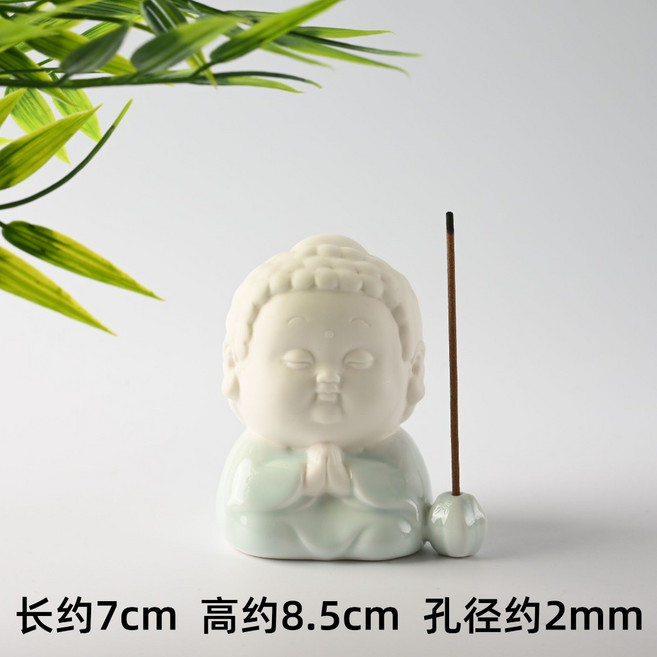 雨林薰舍 室內擺件 香座香插 禪意居家 佛像香立, 如來佛香插-青衣坐佛