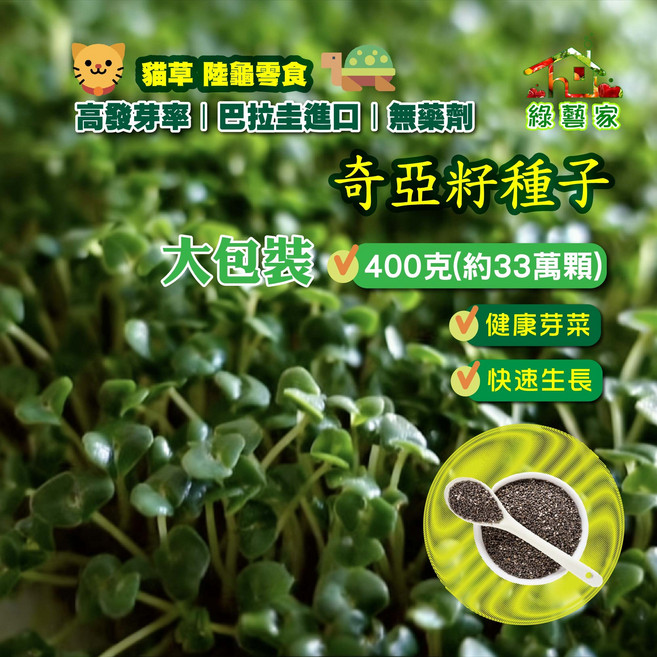 綠藝家 奇亞籽種子 大包裝 400克 健康芽菜, 1包