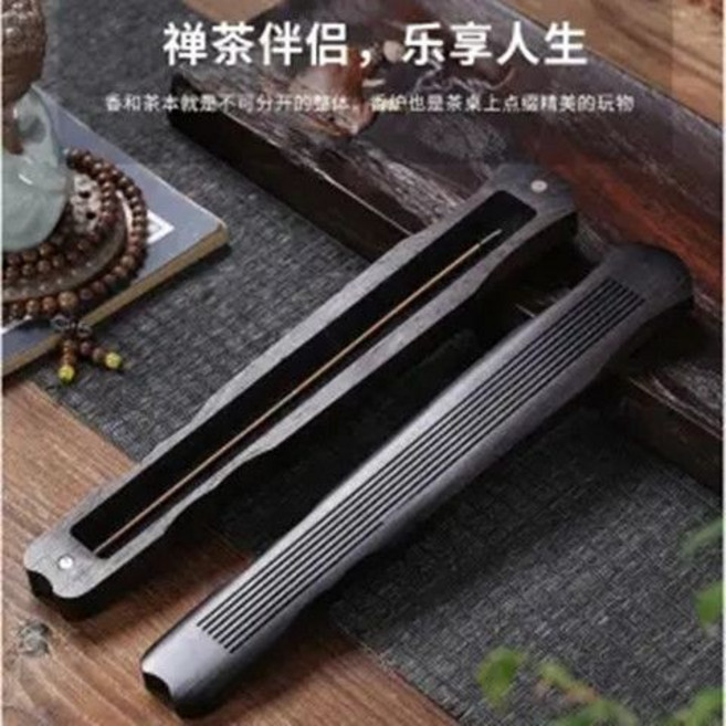 黑檀木紫光檀古琴臥香盒 家用檀香爐 茶道線香爐 沉香熏香爐 焚香座, 黑檀木特大號伏羲古琴