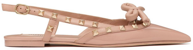 발렌티노 가라바니 락스터드 보우 슬링백 발레리나 슈즈