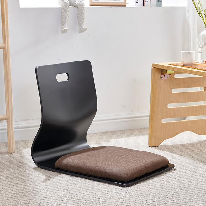 韓風無腿靠背椅 和室座椅 榻榻米地板椅, 單孔黑胡桃咖啡, 1個