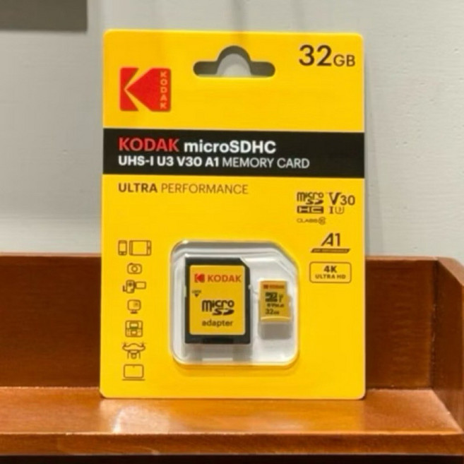 KODAK microSDXC 64GB UHS-I U3 V30 A1 記憶卡, 1個, kodak 32GB-小卡+sd轉接卡, N/A, kodak 32GB-小卡+sd轉接卡