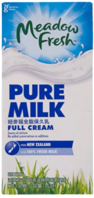 Meadow Fresh 紐西蘭全脂保久乳 草飼牛乳香濃醇 常溫保存便利, 12個裝, 1L