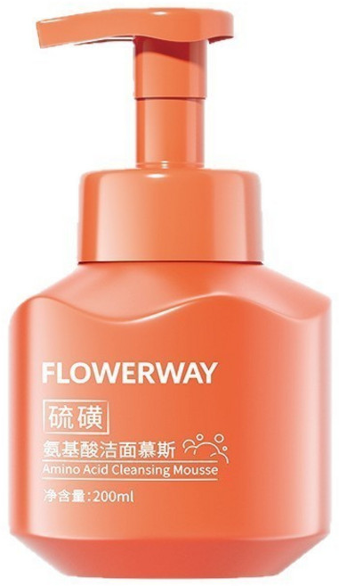 FLOWERWAY 硫磺氨基酸潔面慕斯 溫和深層清潔 控油抗痘 敏感肌適用, 1個, 硫磺氨基酸潔面慕斯,單瓶裝