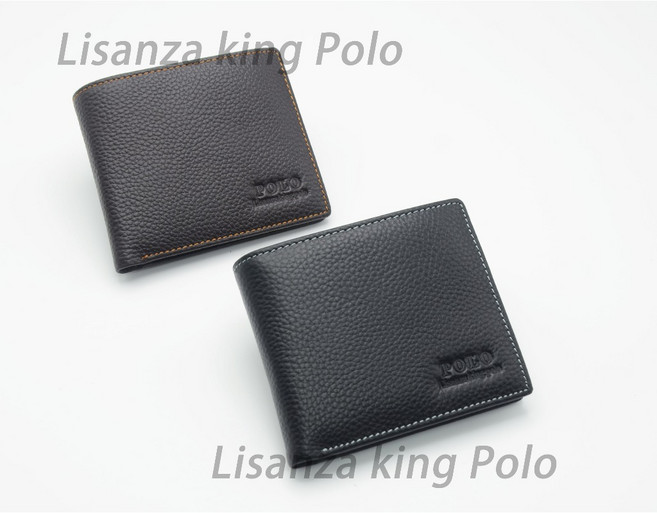 Lisanza king Polo 頭層牛皮雙透明層男用短夾