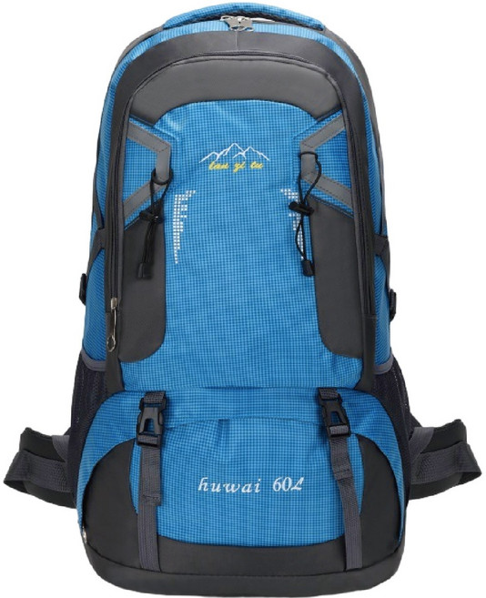 蘭逸途 登山背包 40L 60L 大容量 防水耐磨透氣 戶外健行露營後背包, 60L超大登山背包-淺藍 現貨隔天發