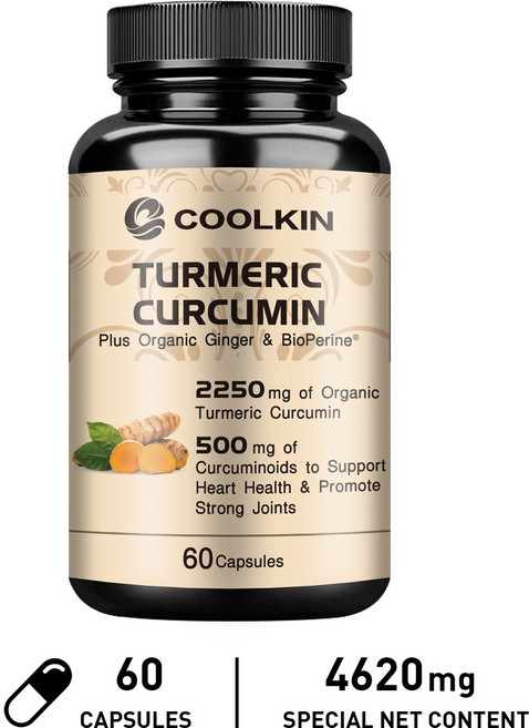 COOLKIN 薑黃素 膠囊 添加有機薑與BioPerine® 2250毫克, 60組