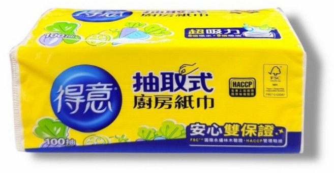 得意 抽取式廚房紙巾 100抽, 1個, 抽取式得意 廚房紙巾 1包