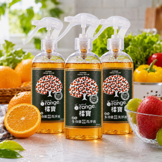 橘寶植萃蔬果洗淨劑 300ml, 1個, 3瓶送噴嘴3隻