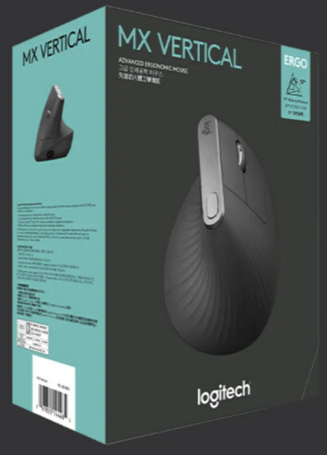 Logitech 羅技 MX Vertical 垂直滑鼠 - 適合中到大型尺寸手型, 黑色