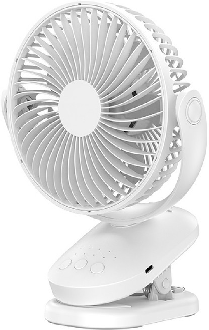 USB自動擺頭夾扇 6吋大風量定時風扇, 珍珠白, 珍珠白