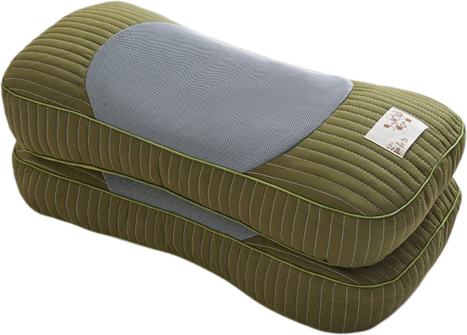 純蕎麥殼枕 頸椎牽引枕 助睡眠, 全棉元寶蕎麥枕-清新綠【優質蕎麥殼】一對, 2件