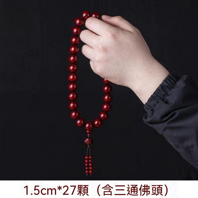 天然小葉紫檀十八子木珠手串, 1套, 15mm27顆幾何手持(紅色)