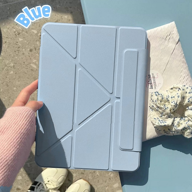 【支架殼新革命】3 Y折iPad保護殼, 天空藍,iPad 9/8/7 10.2吋, 1個