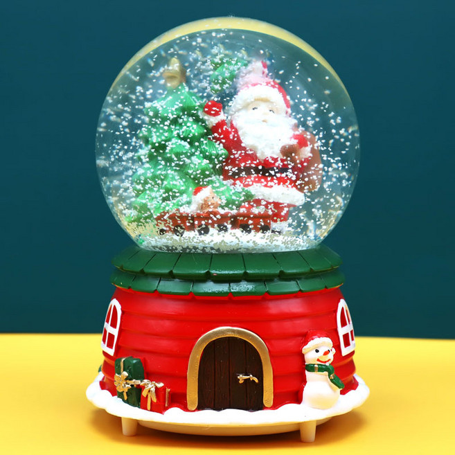 聖誕雪球裝飾品 精緻桌面擺飾 夢幻雪景, 100#小熊開車彩燈+音樂+內轉自動飄雪, 1個