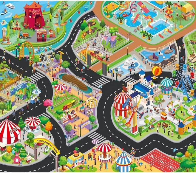 遊戲地墊 寶寶爬行墊, 遊樂園70*80