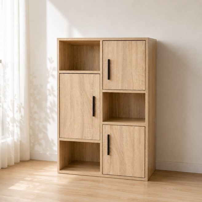 Woodenhouse S-017 享•趣三門三格櫃 台灣製造 E1低甲醛板材 1.5cm厚, S-017(一入) 落地款
