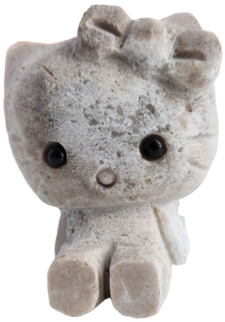 靖靖水晶礦石 白晶簇 Kitty凱蒂貓水晶雕件擺飾 居家裝飾品, 白色