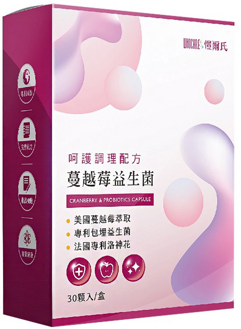 愷爾氏 蔓越莓益生菌膠囊 美國蔓越莓萃取 法國專利洛神花萼, 1個, 30顆