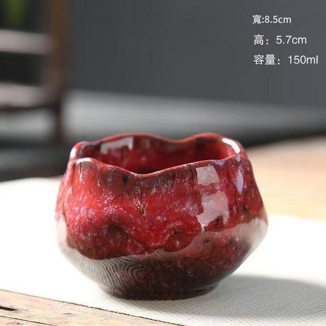 香薰陶瓷杯 加厚蠟燭杯, 石頭型杯子 - 櫻花紅