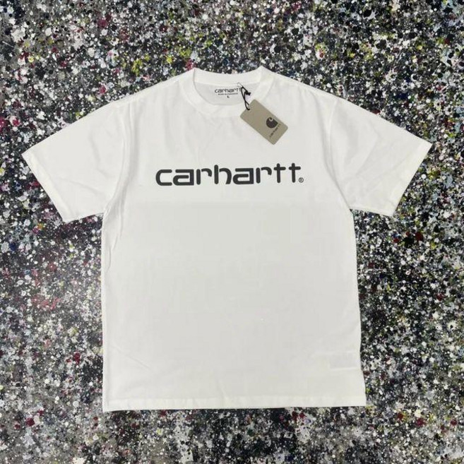 Carhartt 純棉印花 T 恤 男女皆宜 夏季寬鬆 圓領柔軟 重磅, 02年白,L