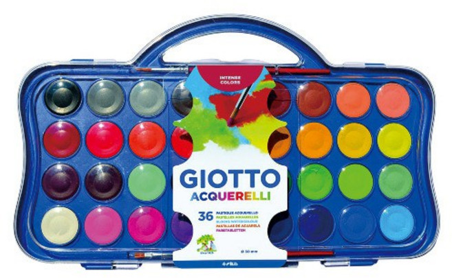 GIOTTO 水彩粉餅36色 義大利製 附2筆刷, 1套, 36個