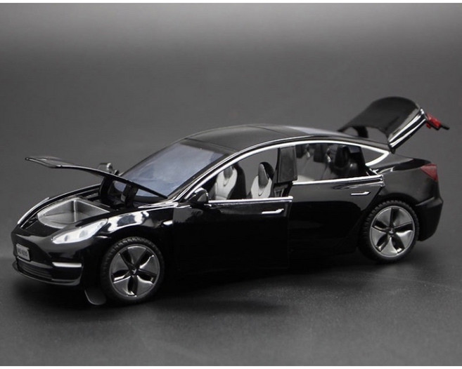 特斯拉MODEL X MODEL 3汽車模型,1:32仿真合金車模,六開門玩具車,兒童生日禮物, 1個, M3 黑