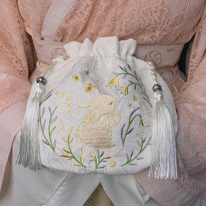 漢服包 中國風 原創 漢元素 宋制 古風刺繡 斜挎 手提古風單肩包 後背包 側背包 漢服包, 白色