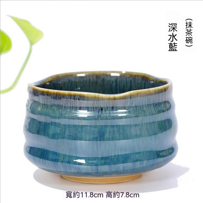 茶筅茶拔百二十本立八十本立 抹茶拿铁烘焙料理茶道用 日本抹茶刷, 1個, 抹茶碗深水藍 1個