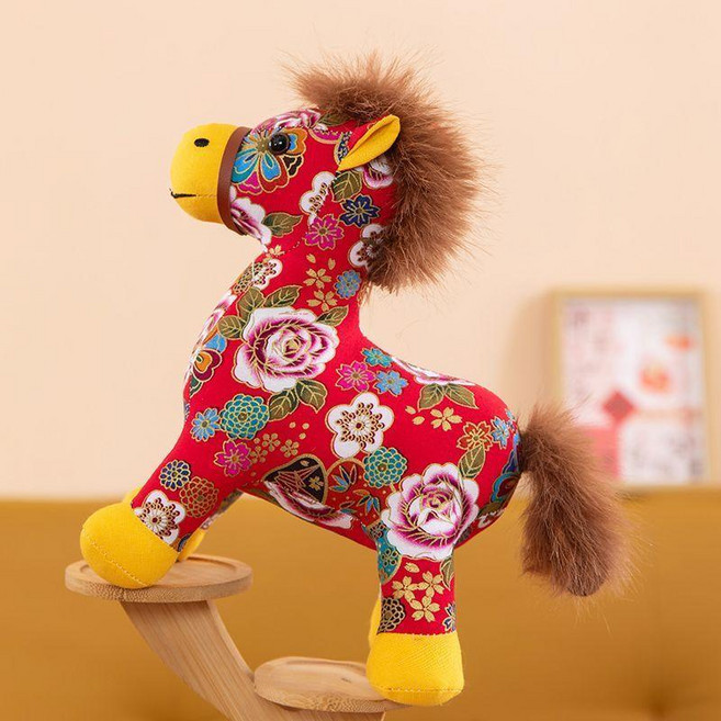 good 吉祥物公仔小馬毛絨玩具生肖馬玩偶掛件年會禮品可加, 1個, 國風布藝馬,20釐米左右, 國風布藝馬, 20釐米