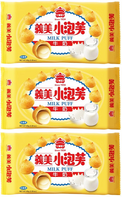義美 牛奶小泡芙, 57g, 3個