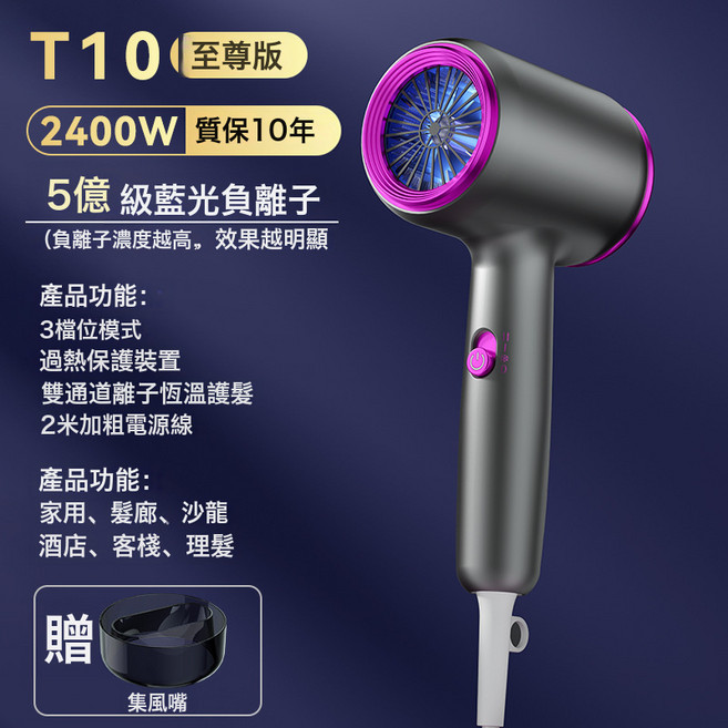 新款高速吹風機家用酒店髮廊大功率速幹靜音負離子護發吹風機, 無規格, 爆款灰【國標高品質】2400W快速幹發