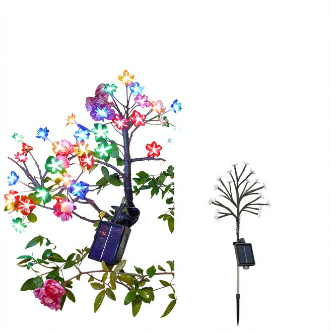 太陽能櫻花樹枝燈,8種模式遙控,花園裝飾燈, 升級款800MAL - 8模式 彩光 - 櫻花樹枝燈, 1個