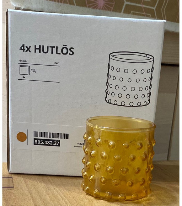 IKEA BLADFÅG 燭杯 環保蠟燭香氛蠟燭, HUTLOS燭台 琥珀色 單入