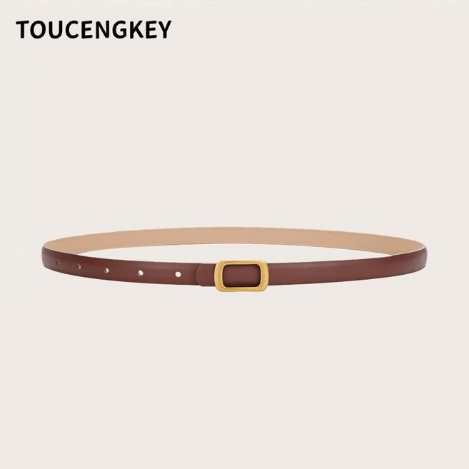 TOUCENGKEY 女士真皮簡約針釦裝飾皮帶