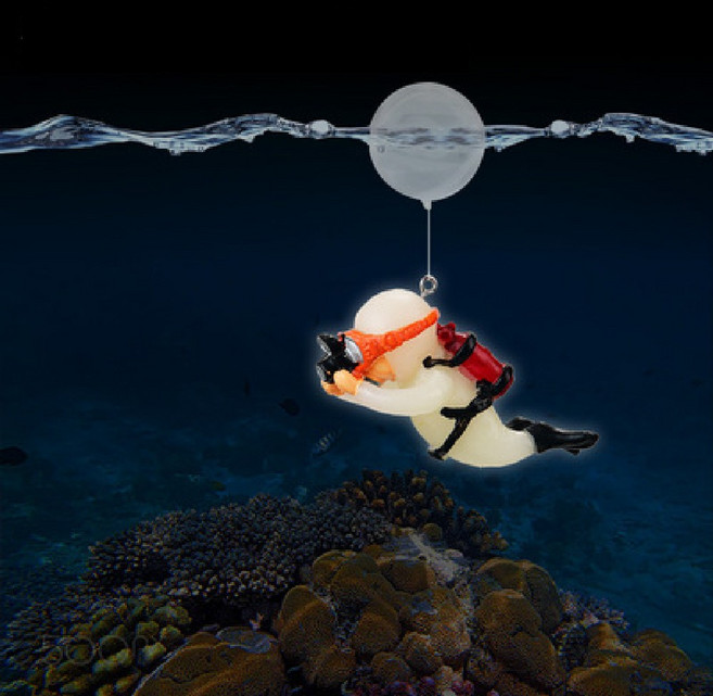 漂浮潛水員造型魚缸裝飾 水族箱造景擺件 多色可選 趣味魚缸裝飾品, 1個