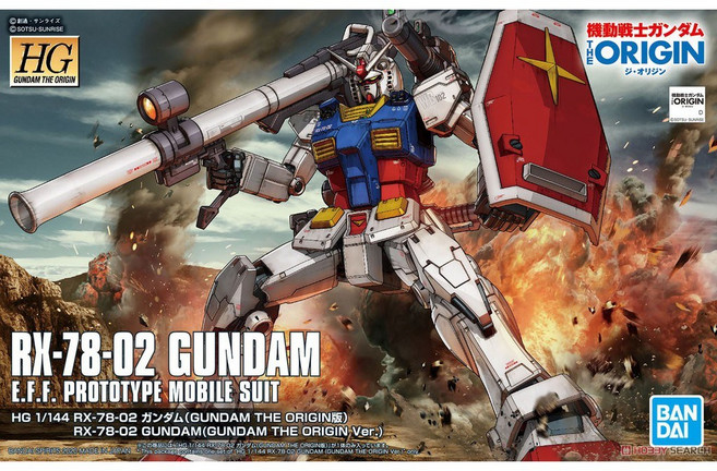 BANDAI 鋼普拉 HG 1/144 RX-78-02 鋼彈 THE ORIGIN 版 組裝模型, 1個