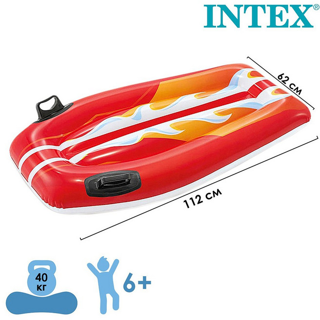 24H出貨INTEX 騎士浮排 衝浪板充氣浮排 趴式滑水浮排 打水板 夏天玩水 游泳 戲水【SV61203】, 1個, 58165 紅色(約112x62cm)