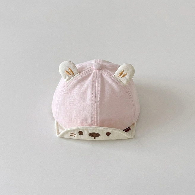 Baby童衣 森林童趣刺繡表情翻邊兒童鴨舌帽 立體小耳朵寶寶棒球帽 萌萌動物耳嬰兒遮陽軟頂帽 11907