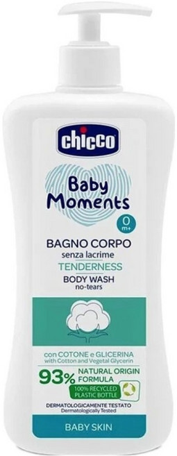 chicco 寶貝嬰兒植萃泡泡浴露 溫和不流淚配方 清新白棉, 500ml, 1瓶