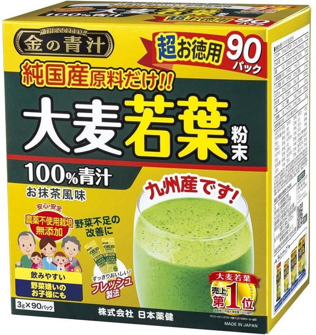 金的青汁 大麥若葉粉末 90包 九州產 日本藥健, 1個