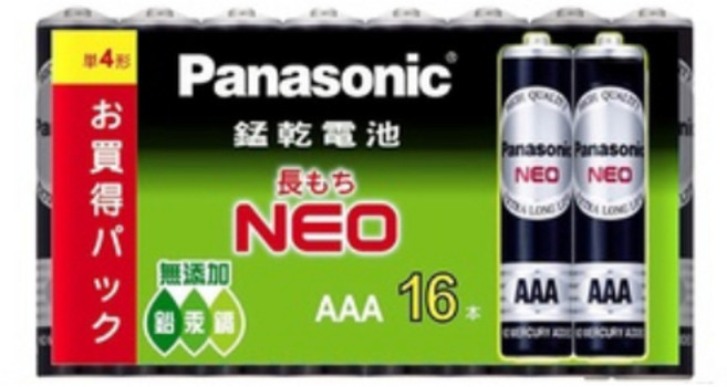 Panasonic 國際牌 4號 AA 碳鋅電池 長效鹼性, 1個, 4號16入碳鋅,五組