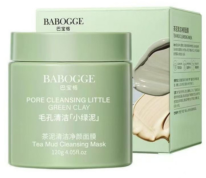 BABOGGE 茶泥清潔淨顏面膜 120g 茶葉萃取 高嶺土 深層吸附油垢 溶解黑白頭 保濕不緊繃 細緻毛孔, 1個, 茶泥清潔泥膜*1
